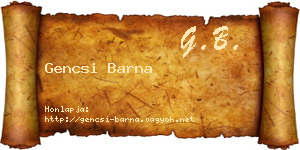 Gencsi Barna névjegykártya