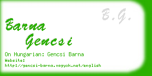 barna gencsi business card